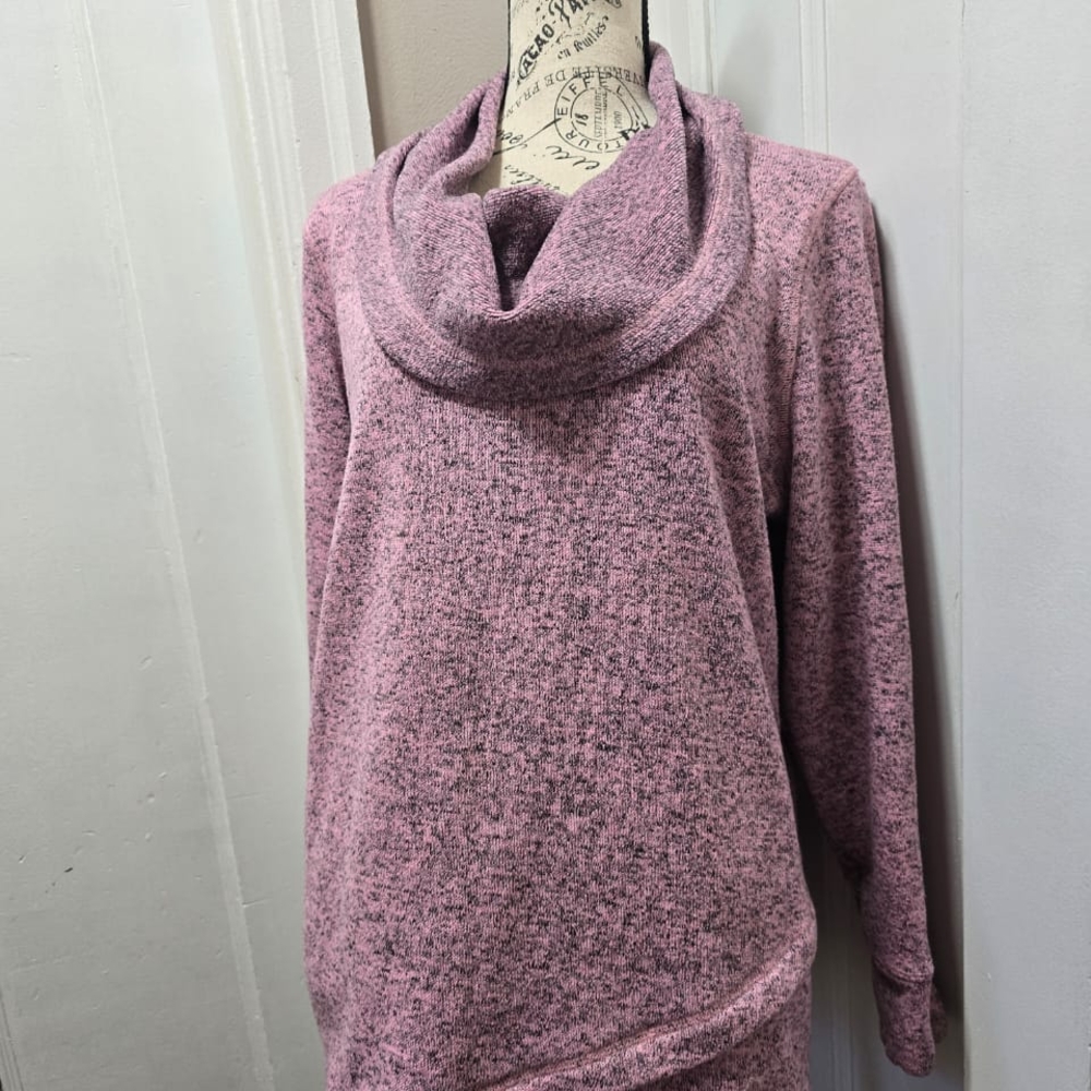 Ideology Heathered Pink Cowl Neck Sweater